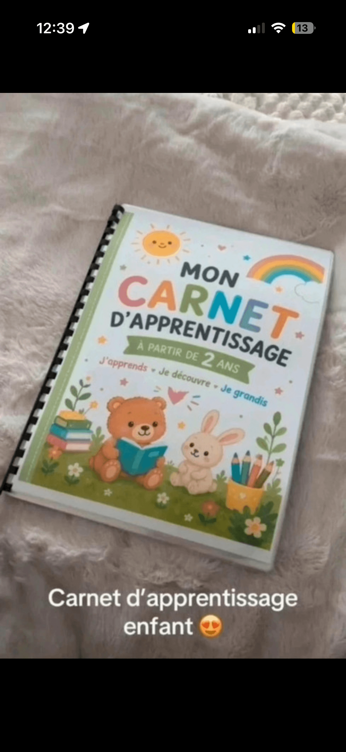 Carnet d’apprentissage enfant à partir de 2ans
