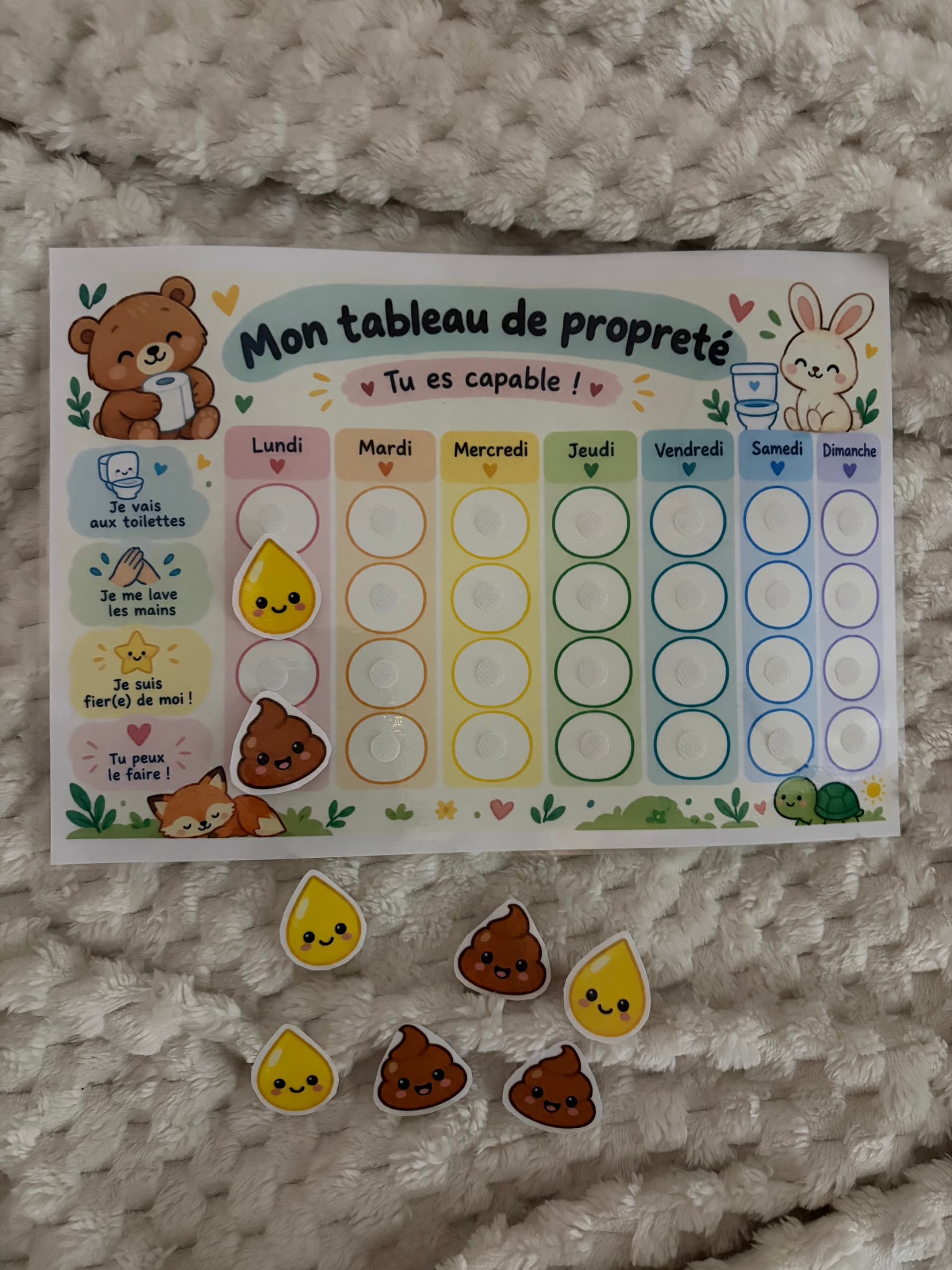 Tableau d’apprentissage de la propreté 